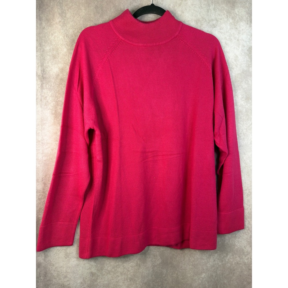 NWOT CERVELLE Women's Fuchsia Mock‎ Neck Long Sleeve Sweater Size Large